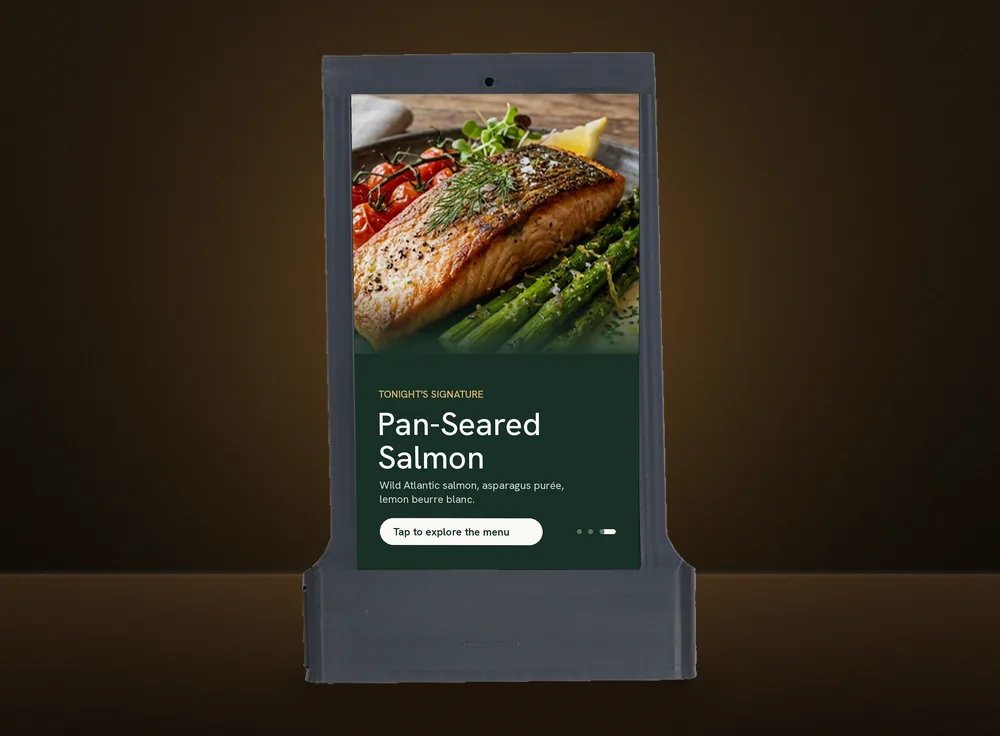 Idle screen featuring a signature dish